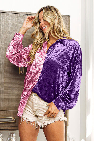 BiBi Contrast Button Up Long Sleeve Shirt - Brand BiBi *