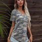 Glitter V-Neck Short Sleeve Tee Shirt