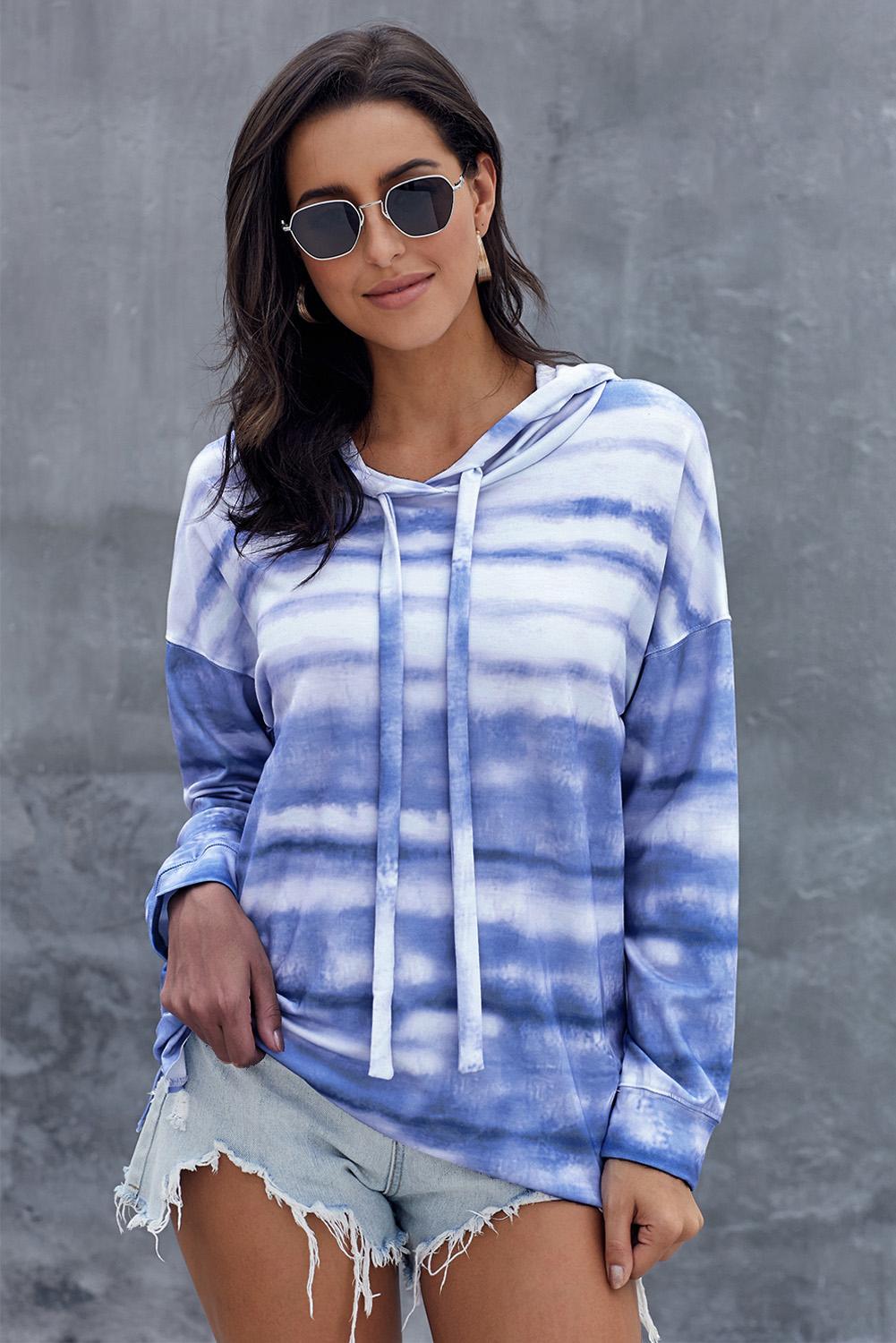 Sienna Full Size Tie Dye Long Sleeve Drawstring Hoodie