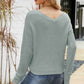 Waffle-Knit Drawstring Detail V-Neck Sweater