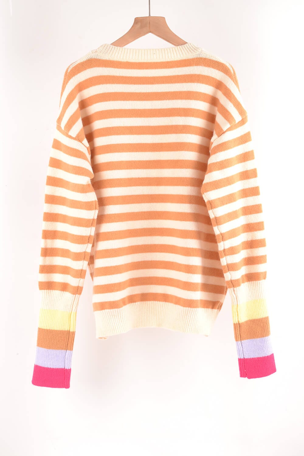 Malibu Dreams Warm Spice Striped Round Neck Sweater