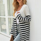SavannahTree Striped Open Front Longline Cardigan