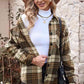 Plaid Collared Neck Button Up Jacket with Pockets