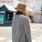 Aaliyah Black Full Size Houndstooth Open Front Long Sleeve Jacket