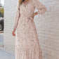 ChicDresses Printed Tie Front Ruffle Hem Dress
