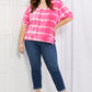 Yelete Full Size Oversized Fit V-Neck Striped Top