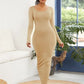 Round Neck Long Sleeve Maxi Wrap Dress