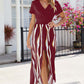Smocked High-Low Printed Surplice Dress