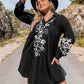 Plus Size Embroidered Long Sleeve Mini Dress
