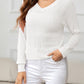 AuroraBlissX V-Neck Long Sleeve Eyelet Knit Top