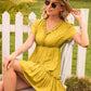 Frill V-Neck Short Sleeve Ruffle Hem Dress
