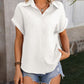 Textured Button Up Cap Sleeve Shirt