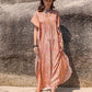 Printed Tie Neck Short Sleeve Dress