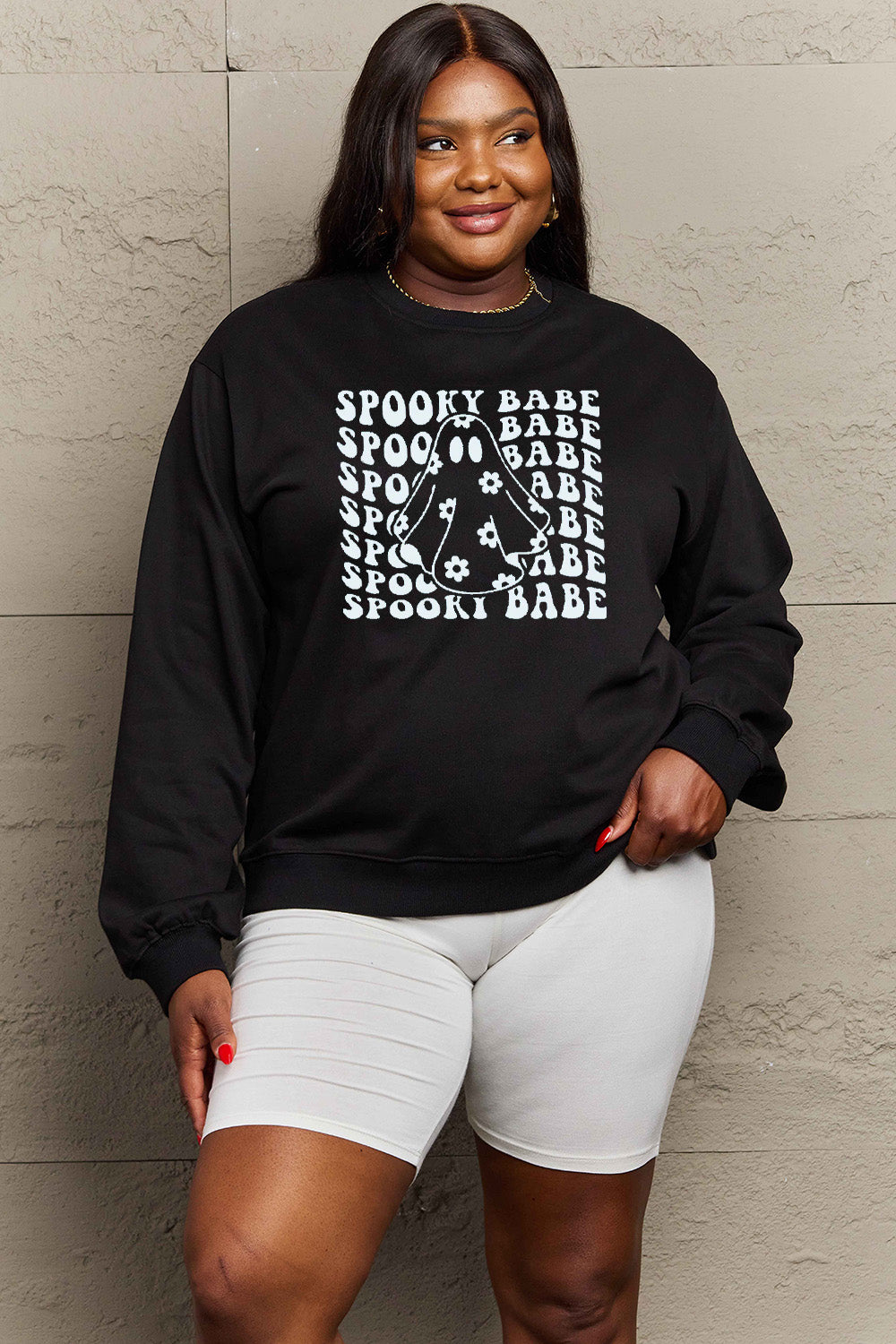 Simply Love Full Size SPOOKY BABE Graphic HALLOWEEN Sweatshirt