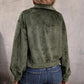Moss Green Collared Neck Button Front Jacket with Pockets
