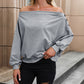 Off Shoulder Long Sleeve Buttoned Blouse