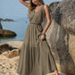 V-Neck Tie Shoulder Crochet Maxi Dress