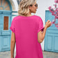 Full Size V-Neck Cuffed Blouse