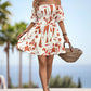 SO SASSY Printed Off-Shoulder Smocked Waist Dress