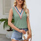 Contrast Eyelet V-Neck Tank