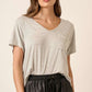 Mittoshop Striped V-Neck Short Sleeve T-Shirt