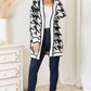 Woven Right Houndstooth Open Front Longline Cardigan