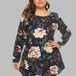 Full Size Floral Long Sleeve Mini Dress