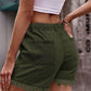 Full Size Drawstring Raw Hem Denim Shorts