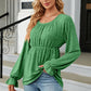 Round Neck Flounce Sleeve Blouse