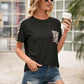 Pocketed Leopard Round Neck Short Sleeve T-Shirt