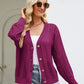 SkyMarie Button Down Ribbed Trim Cardigan