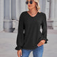 Full Size Eyelet V-Neck Flounce Sleeve Blouse