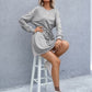 Drawstring Round Neck Dropped Shoulder Mini Dress