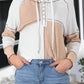 Exposed Seam Color Block Hoodie with Drawstring