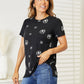 Double Take Black Full Size Dandelion Print Round Neck T-Shirt