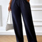 Drawstring Wide Leg Pants with Pocketed