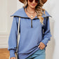 Half Zip Lantern Sleeve Sweatshirt