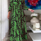 Printed Flounce Sleeve Maxi Dress