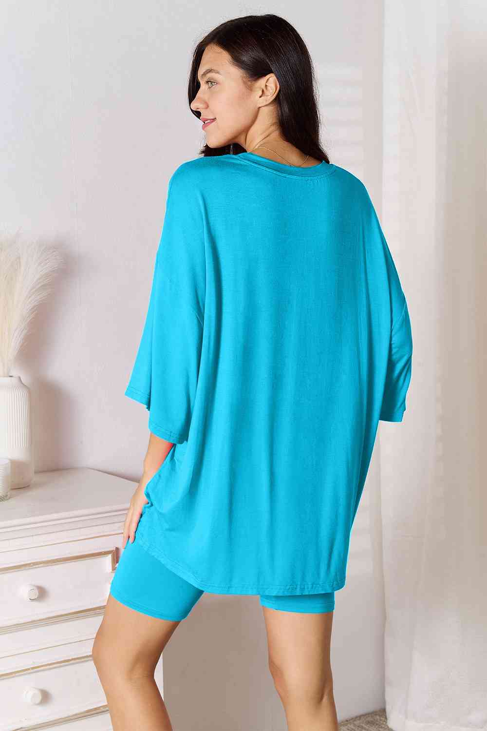 Basic Bae Full Size Soft Rayon Three-Quarter Sleeve Top and Shorts Set *