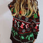 Printed Button Up V-Neck Long Sleeve Cardigan with Pockets