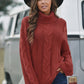 Isabella Cable-Knit Turtleneck Dropped Shoulder Sweater