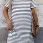 Striped Round Neck Short Sleeve Mini Dress