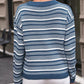 LoveByHannah Striped Round Neck Azure Long Sleeve Sweater