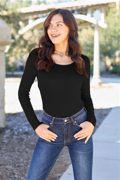Basic Bae Full Size Round Neck Long Sleeve Bodysuit *