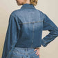 LOVE TREE Raw Hem Button Up Cropped Denim Jacket