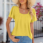 Eyelet Square Neck Flutter Sleeve Blouse
