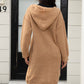 Button Up Long Sleeve Hooded Cardigan with Pockets