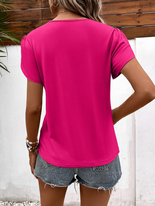Malibu Dreams Women's Strappy V-Neck Petal Sleeve Top