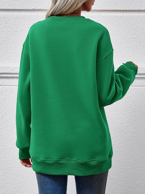 Seasonal Themed LET IT SNOW Round Neck Long Sleeve Sweatshirt