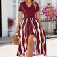 Smocked High-Low Printed Surplice Dress